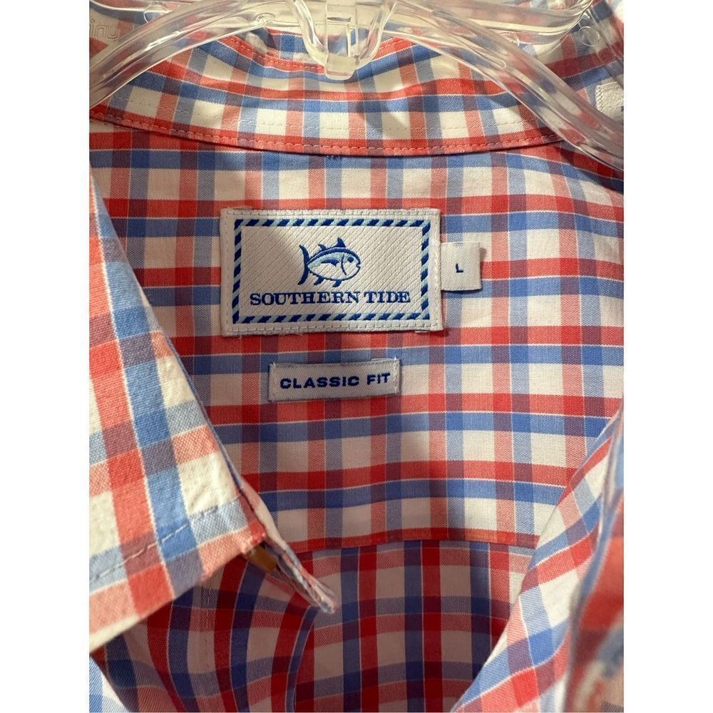 Southern Tide mens blue pink white plaid button long sleeve shirt Large #42-1067 - Picture 4 of 6